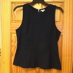 GAP NAVY BLUE EYELET LACE PEPLUM TOP sz M
